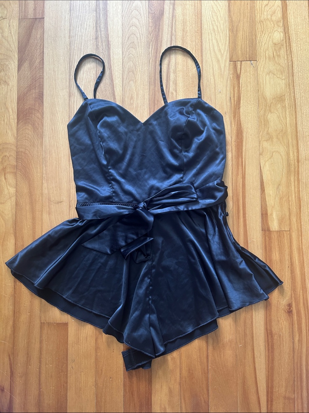 Free People Intimately Black Romper with Tie Waist